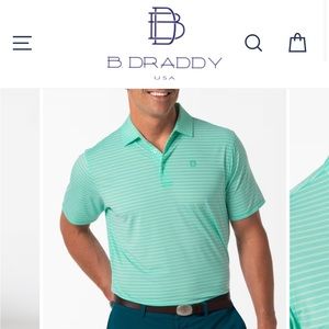 B Draddy Golf Polo Shirt Mens L Green Short Sleeve Pima Cotton